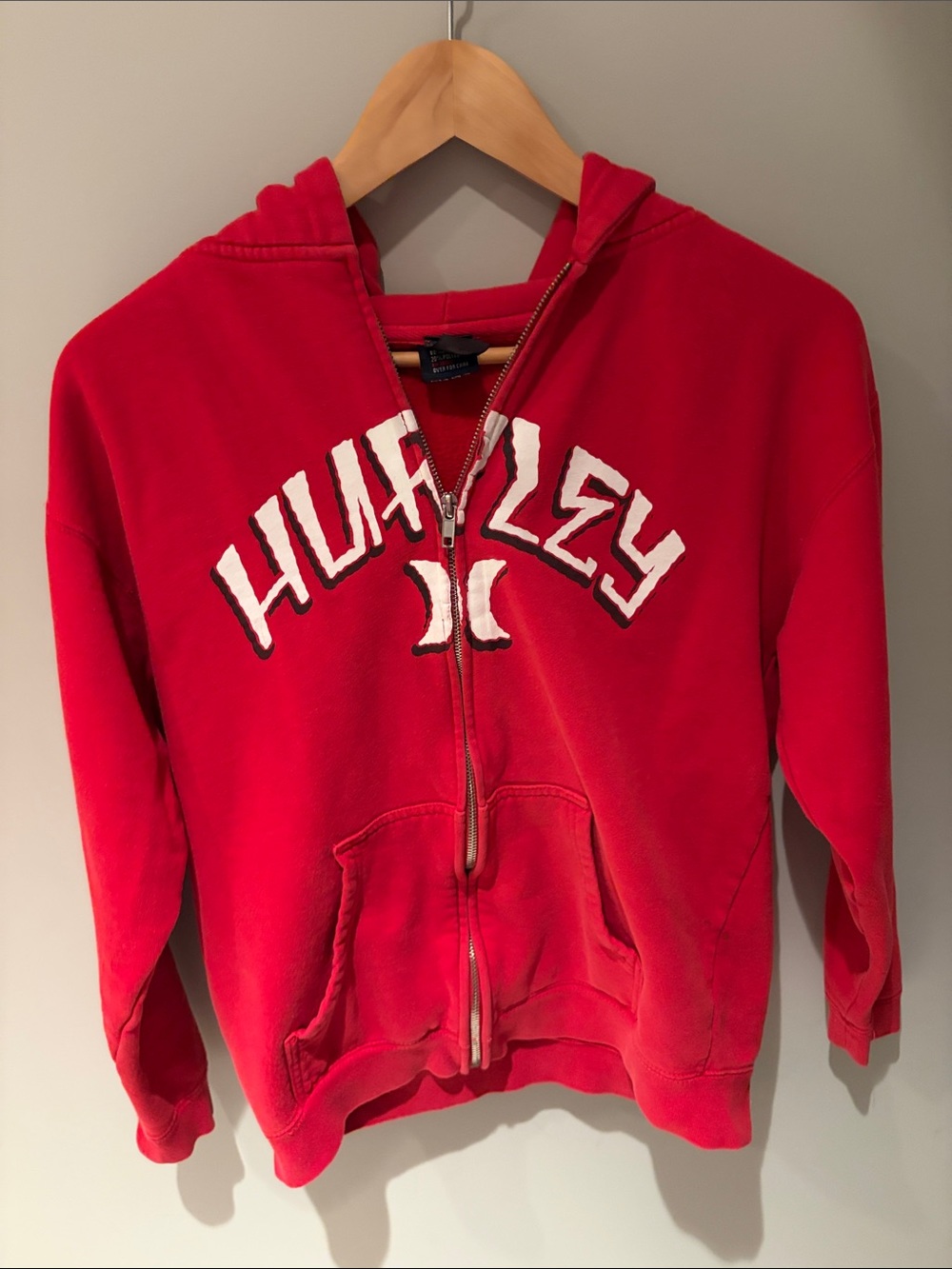 Hurley Kids Red Hooded Zip Jacket with Logo